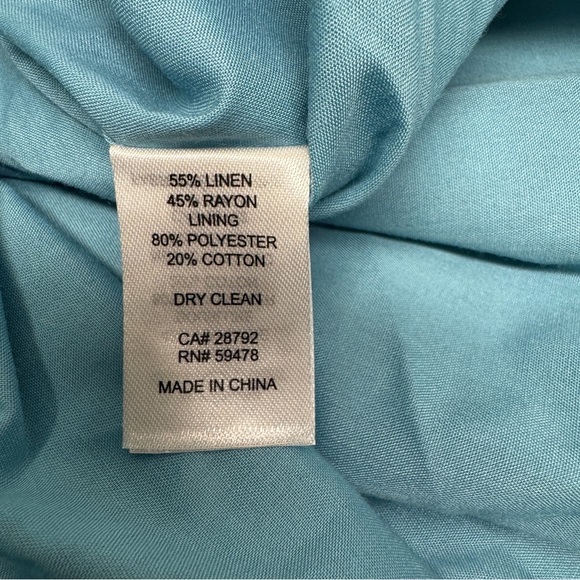 House Of Harlon 1990 linen/rayon Floral Blue Dress size small nwt - Picture 9 of 10